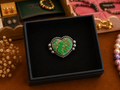 Green Sediment Heart Ring