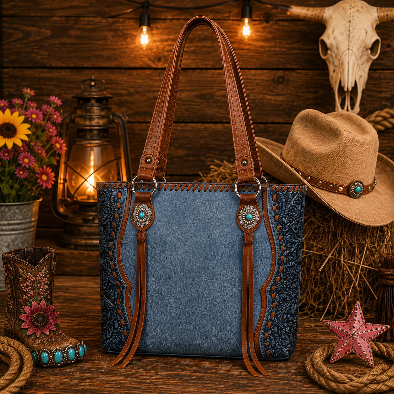 Trinity Ranch Blue Concho Tote