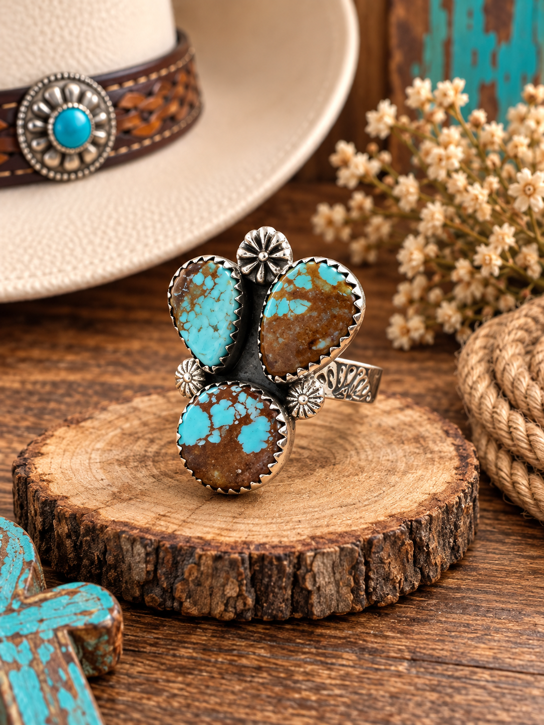 3 Stone Turquoise Ring