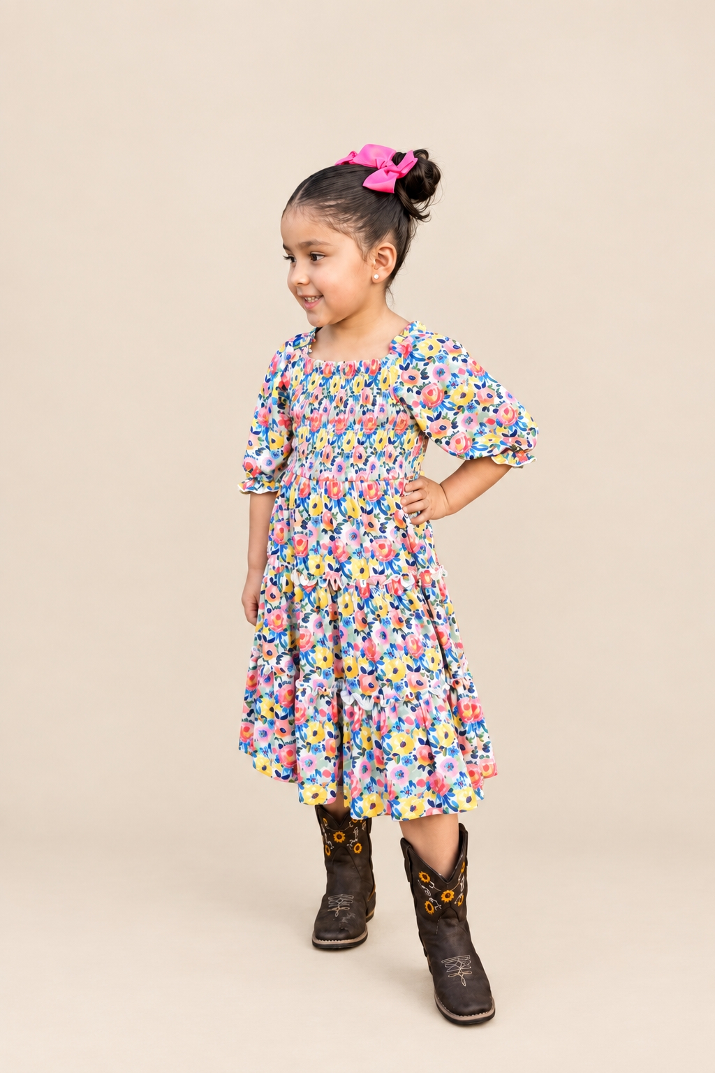 Blossoms Smocked Ruffle Dress