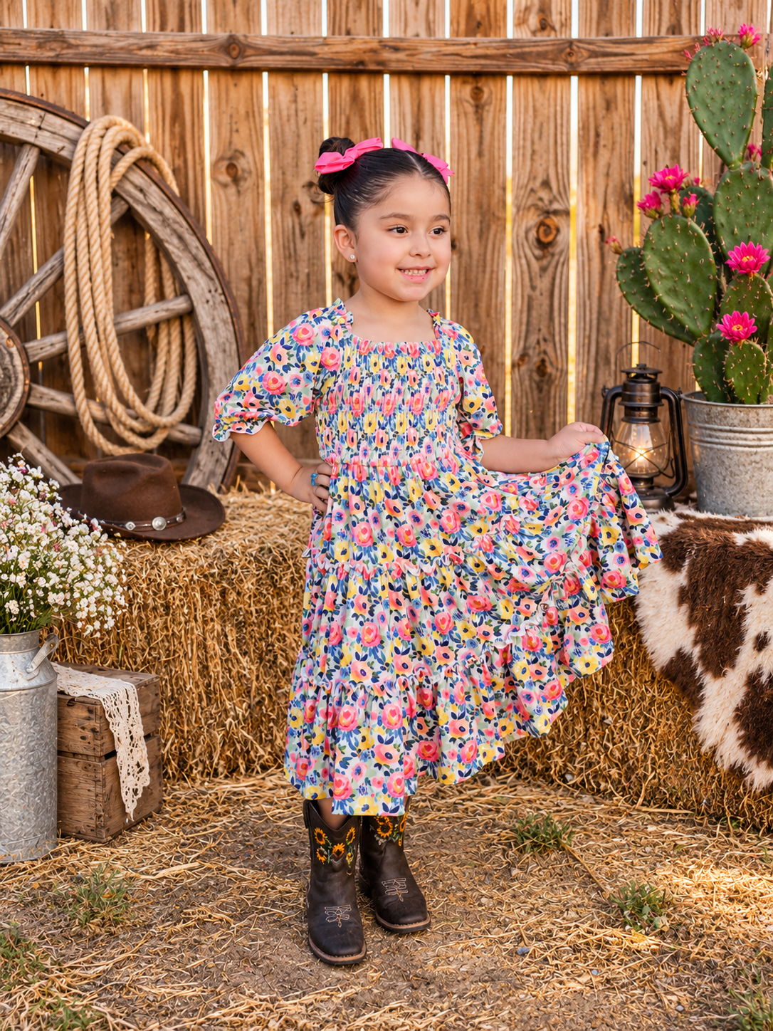 Blossoms Smocked Ruffle Dress