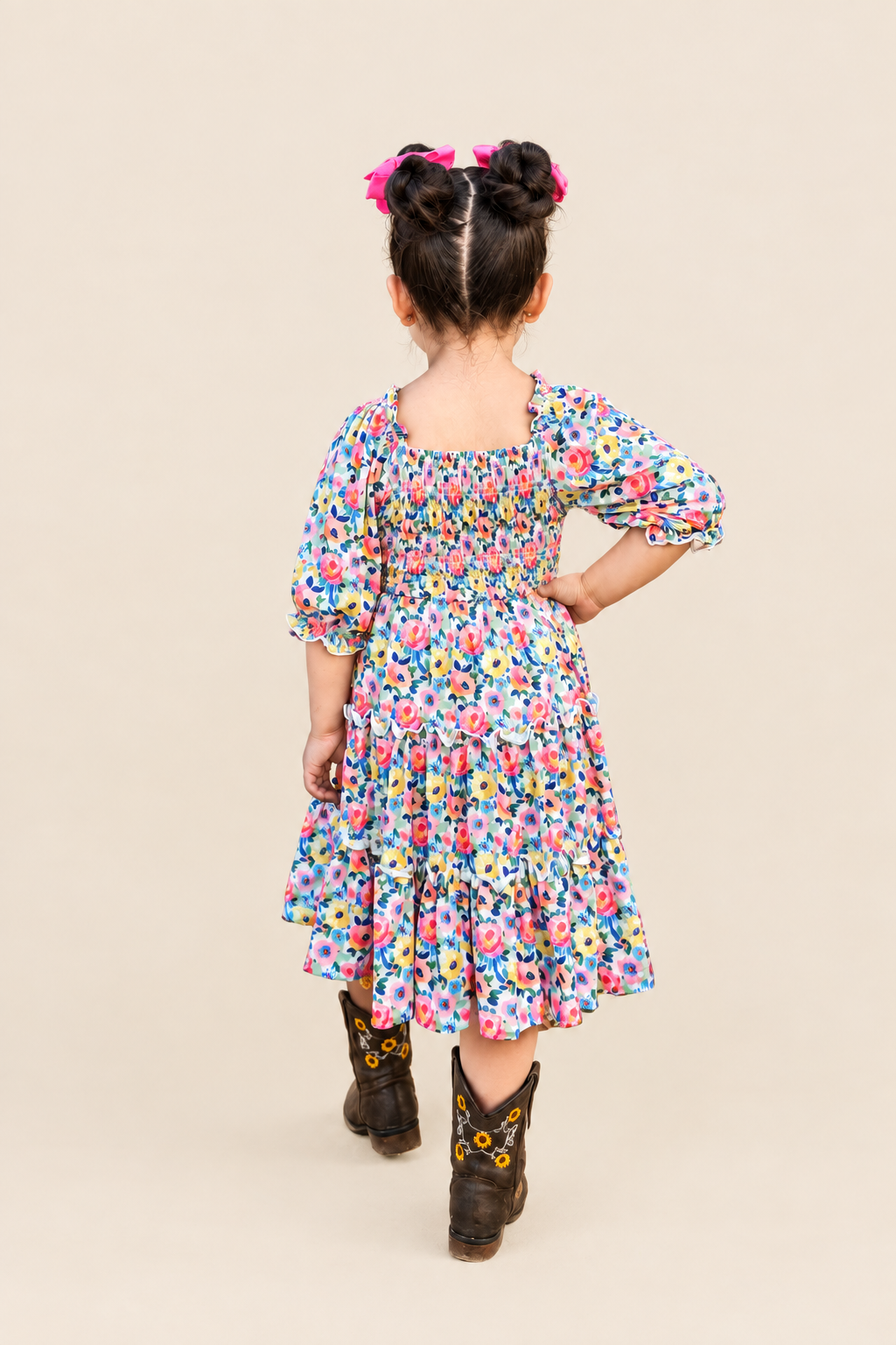 Blossoms Smocked Ruffle Dress