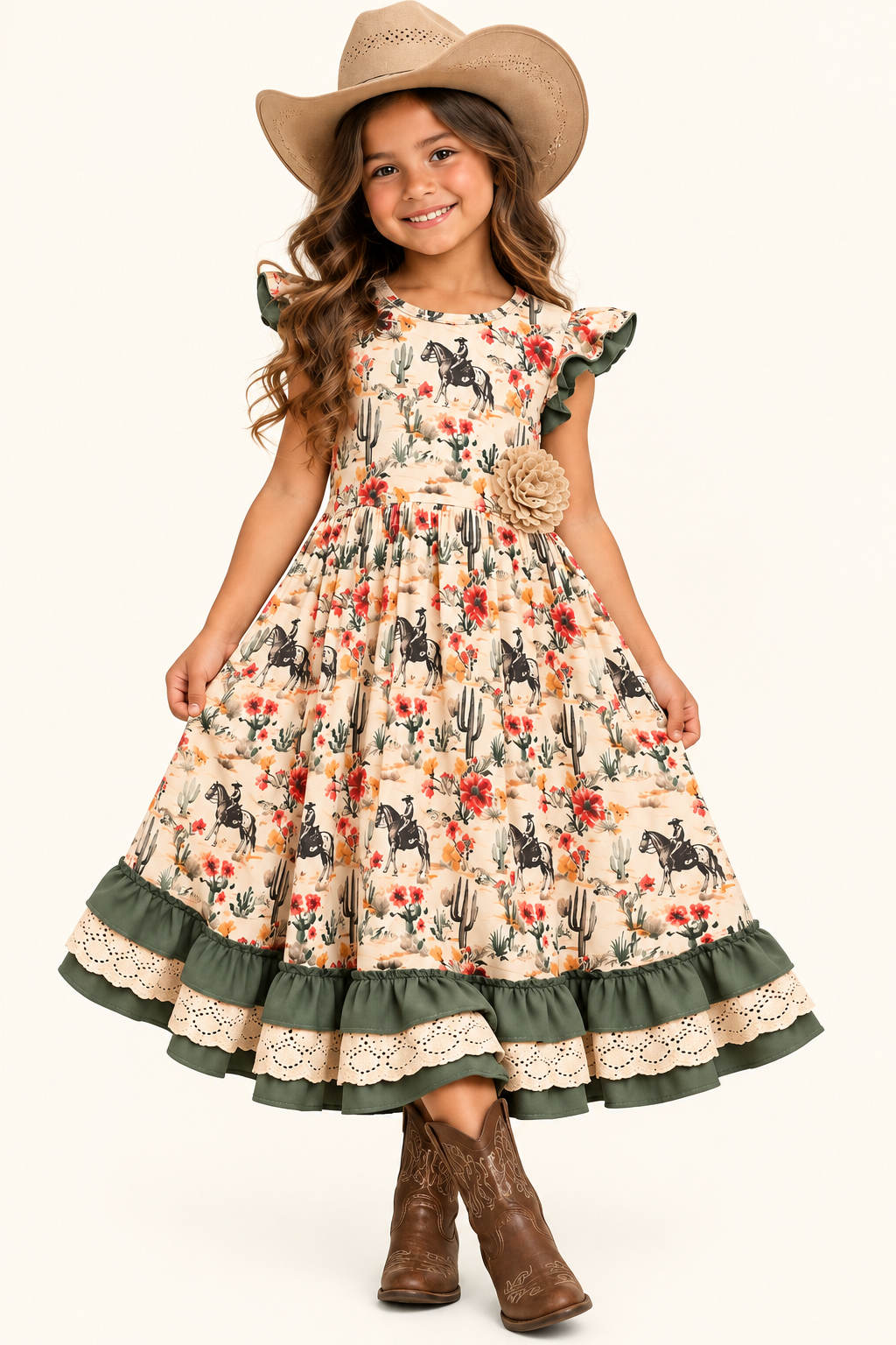 Desert Bloom Western Ruffle Dress