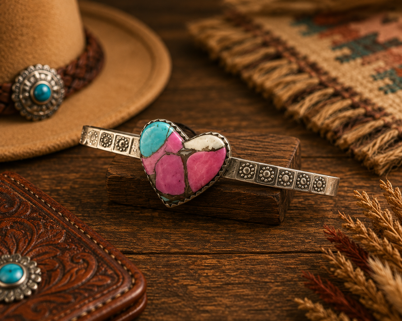 Cotton Candy Turquoise Heart Cuff