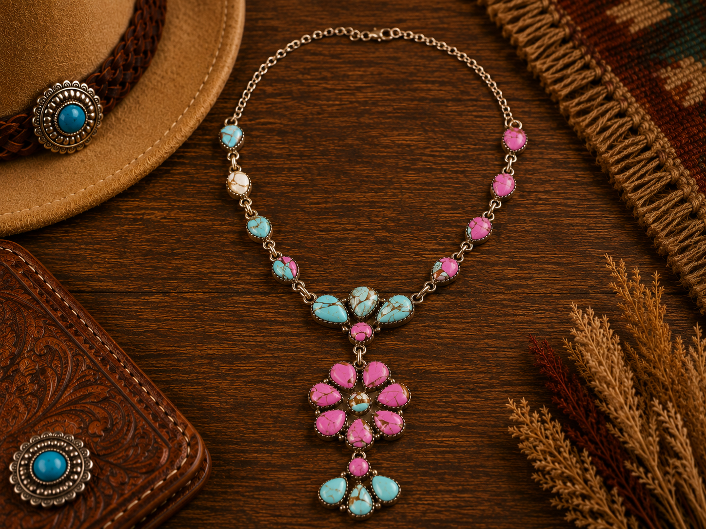 Cotton Candy Full Flower Statement Necklace