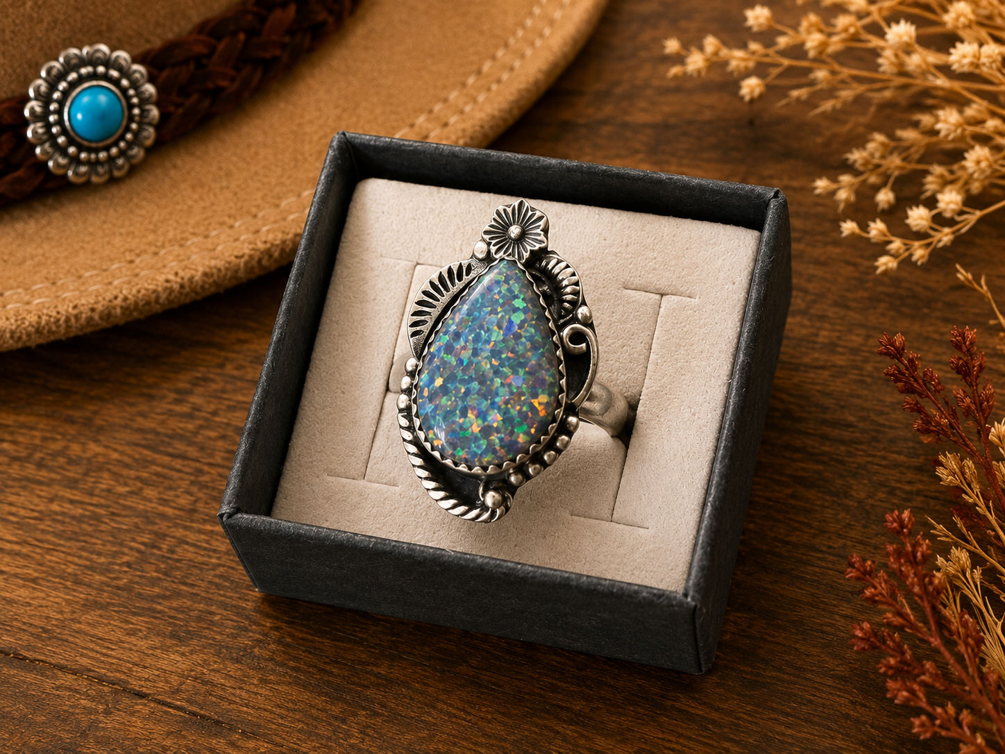 Sterling Silver Balloon Opal Ring