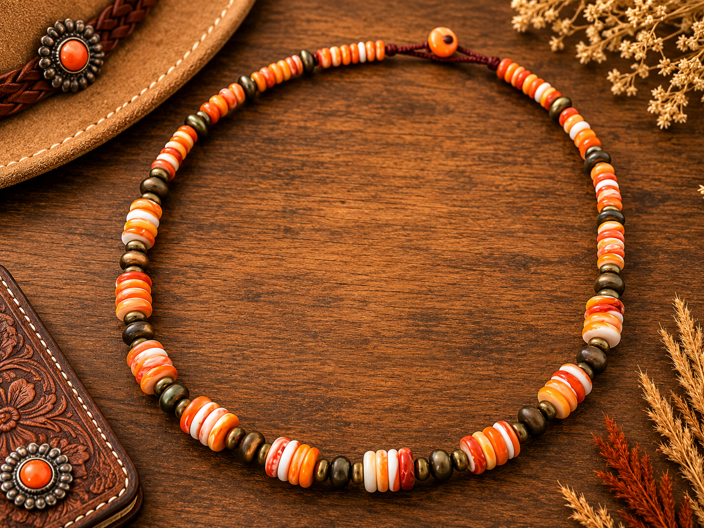 Copper Spiny Oyster Necklace