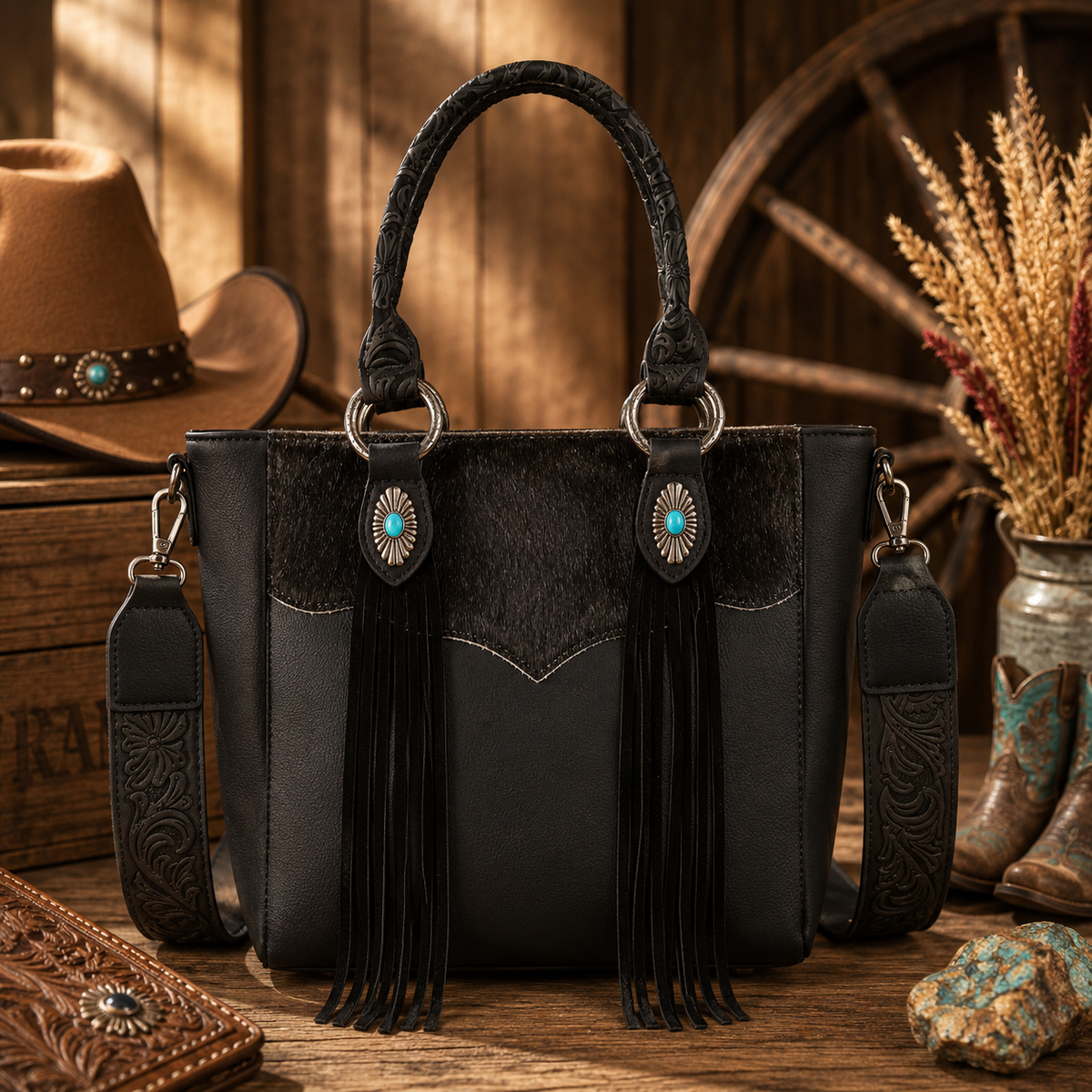 Montana West Hair on Hide Concealed Carry Tote Bag