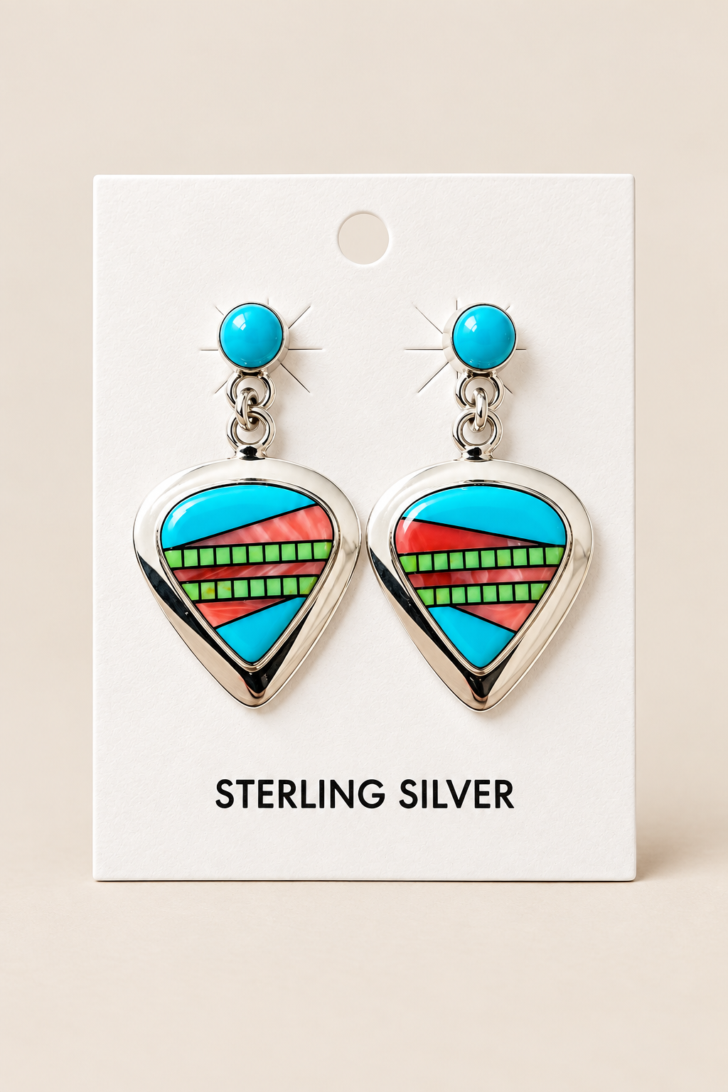 Zuni Inlay Sterling Silver Earings