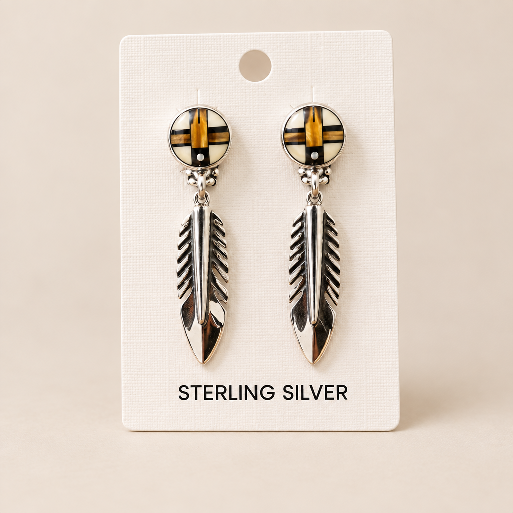 Zuni Inlay Sterling Silver Earings